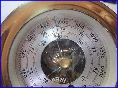 CHELSEA SHIP'S BELL KEY WIND CLOCK & BAROMETER SET RUNS 4 3/4 BY 3 1/4