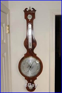 C. 1830 English Barometer Over Sized Mahogany Antique