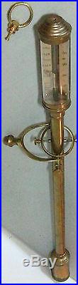 C. 1900 RN Desterro Lisbon Brass Gimballed Marine Ships Stick Barometer
