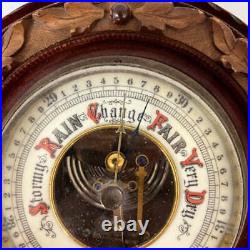 Carved Walnut Wall Barometer Antique