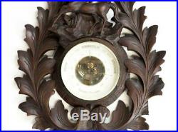 Carved Wood Barometer Thermometer