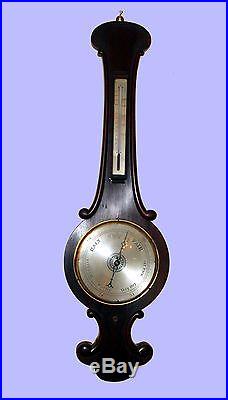 Casella English Rosewood Wheel Barometer Thermometer Antique
