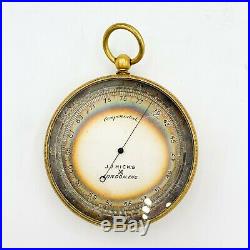 Circa 1890s JJ Hicks London England Pocket Barometer Altimeter with Case! 168