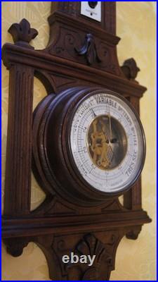 Circa 1900, Antique French Aneroid Barometer & Thermometer by Samy et Lévy Circa 1900, Antique French Aneroid Barometer & Thermometer by Samy et Lévy