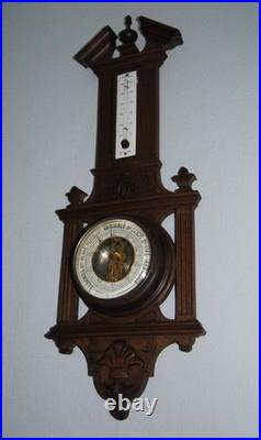 Circa 1900, Antique French Aneroid Barometer & Thermometer by Samy et Lévy Circa 1900, Antique French Aneroid Barometer & Thermometer by Samy et Lévy