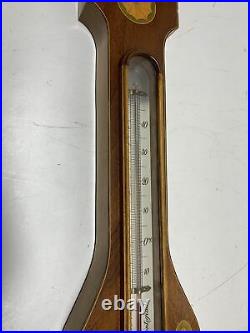 Comitti Holborn London Wooden with Inlay Round Top Stick Barometer England