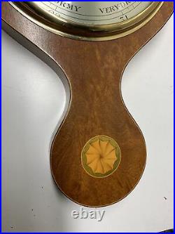 Comitti Holborn London Wooden with Inlay Round Top Stick Barometer England