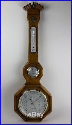 Cornwall Weather Station Maple Wood 35 Banjo Type Wall Barometer Thermometer NR