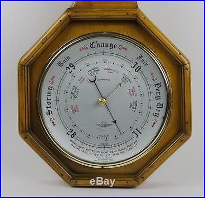 Cornwall Weather Station Maple Wood 35 Banjo Type Wall Barometer Thermometer NR