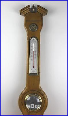 Cornwall Weather Station Maple Wood 35 Banjo Type Wall Barometer Thermometer NR