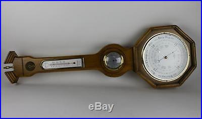 Cornwall Weather Station Maple Wood 35 Banjo Type Wall Barometer Thermometer NR