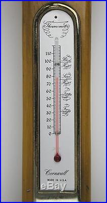 Cornwall Weather Station Maple Wood 35 Banjo Type Wall Barometer Thermometer NR