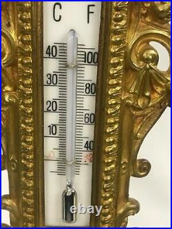 Decorative German Thermometer and Barometer on Easel Stand. 19th Century 16 H