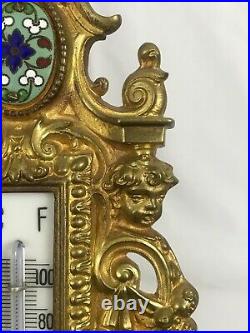 Decorative German Thermometer and Barometer on Easel Stand. 19th Century 16 H