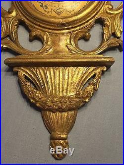 Exquisite Vintage Barometer Carved Wood Gilded Made In Italy Antique