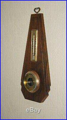 E. H. Paris Wall Weather Station Antique Art Deco Barometer Wood Case Made in Fra