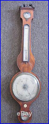 Early 1800s English Mahogany Barometer Signed G Volanterio Don Caster 39