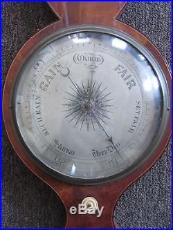 Early 1800s English Mahogany Barometer Signed G Volanterio Don Caster 39