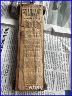Early Antique Tin And Wood Standard Barometer/Thermometer Chas E. Large