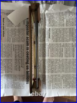 Early Antique Tin And Wood Standard Barometer/Thermometer Chas E. Large