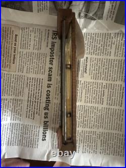Early Antique Tin And Wood Standard Barometer/Thermometer Chas E. Large