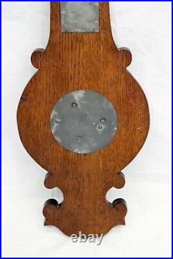 Early CARVED OAK Barometer / Thermometer FULLY FUNCTIONING Milk Glass 19th C