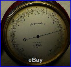Early J. Hicks Pocket Barometer Compensated #258 Used By 19th C Balloonists