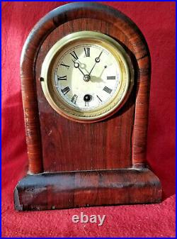 Early Round Top American Cottage Clock Dated May 10, 1859-With Ladder Movement