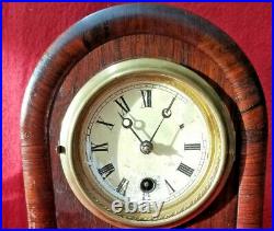 Early Round Top American Cottage Clock Dated May 10, 1859-With Ladder Movement