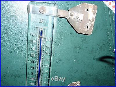Early etched glass house thermometer with original copper mounts VINTAGE OLD