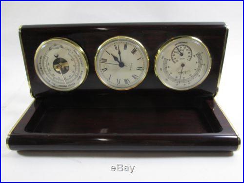 Elegant Vintage Nobilis France Barometer Hygrometer Clock Steampunk Humidor (K)