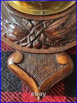 English Antique Carved Walnut Barometer Weather station