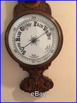 English Oak antique barometer thermometer. Great Condition For an 85 Year Old