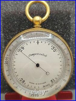 English Pocket Barometer Well Made Late 19th Early 20th Century Bullseye Crystal