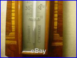 English Rosewood Mahogany Inlaid Barometer, Circa 1890's 1900s Superb