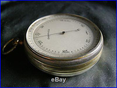 English Short & Mason (London) Brass Cased Pocket Aneroid Barometer c. 1910