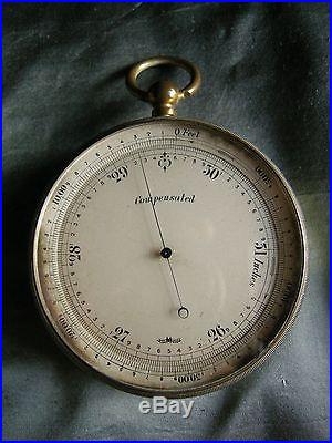 English Short & Mason (London) Brass Cased Pocket Aneroid Barometer c. 1910