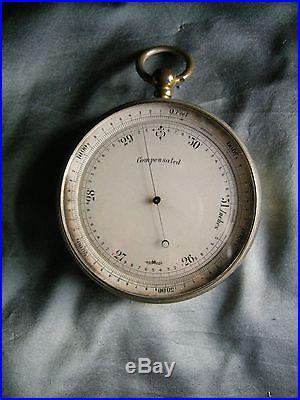 English Short & Mason (London) Brass Cased Pocket Aneroid Barometer c. 1910