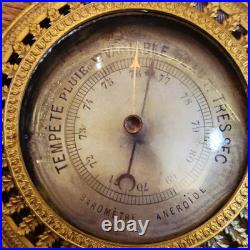 European Antique French Brass Barometer Interior Decor