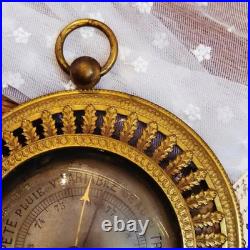 European Antique French Brass Barometer Interior Decor