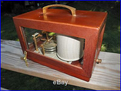 Excellent Half Size Vintage French Maxant Mahogany Barograph WORKS FINE