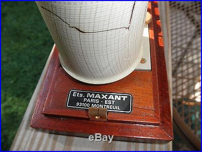 Excellent Half Size Vintage French Maxant Mahogany Barograph WORKS FINE