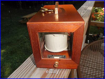 Excellent Half Size Vintage French Maxant Mahogany Barograph WORKS FINE
