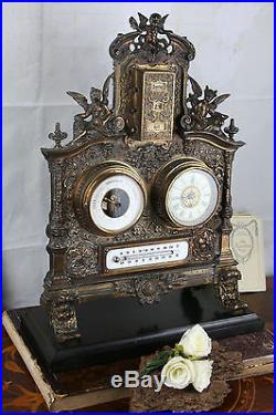 Exclusive masonic marked Barometer / calendar / clock cherubs putti 19th c rare