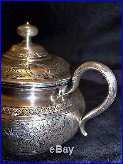 Exquisite Russian 84 Silver Tea & Coffee Set Dated 1881 Signed With Hallmarks