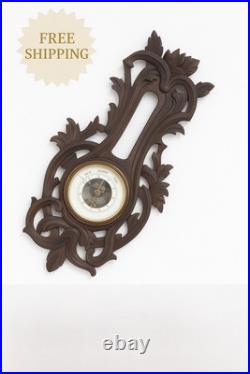 Exquisite antique 1920s Black Forest Barometer Germany Hand-Carved Wood German