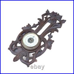 Exquisite antique 1920s Black Forest Barometer Germany Hand-Carved Wood German