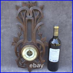 Exquisite antique 1920s Black Forest Barometer Germany Hand-Carved Wood German