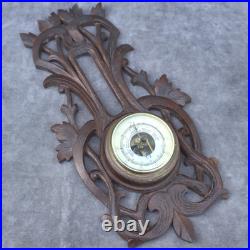 Exquisite antique 1920s Black Forest Barometer Germany Hand-Carved Wood German