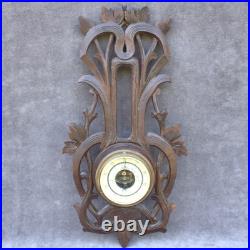 Exquisite antique 1920s Black Forest Barometer Germany Hand-Carved Wood German